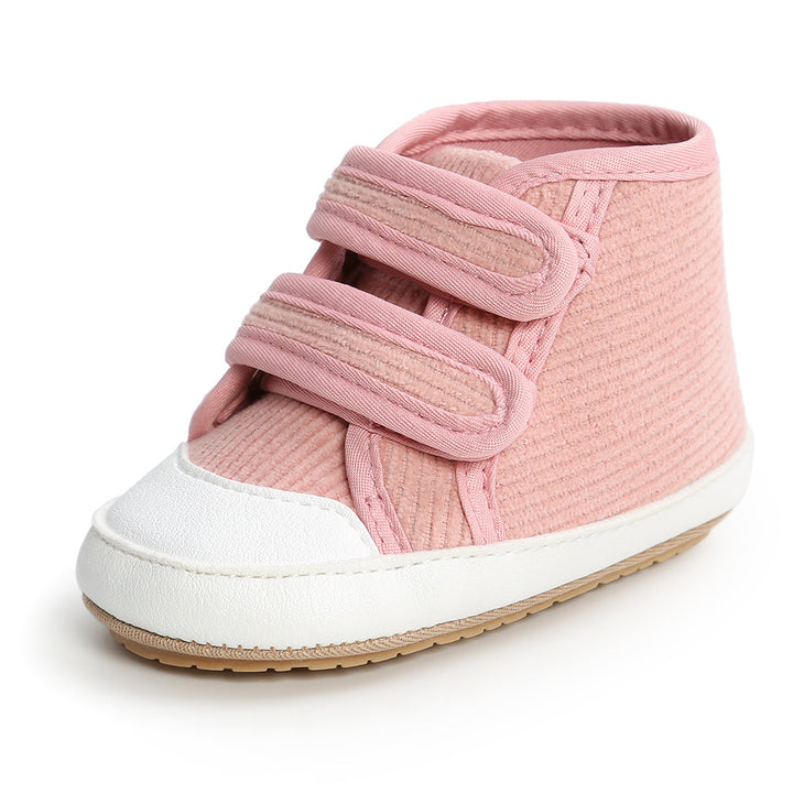 Baby Boy Girl Corduroy Shoes Magic Tape Anti-slip High Sneakers - quixoticmuses