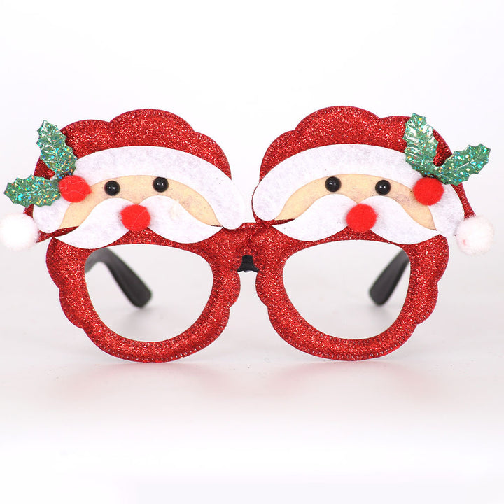 Christmas Holiday Glasses Glitter Glasses Frames Christmas Parties Accessories Photo Booth (One Size Fits All) - quixoticmuses