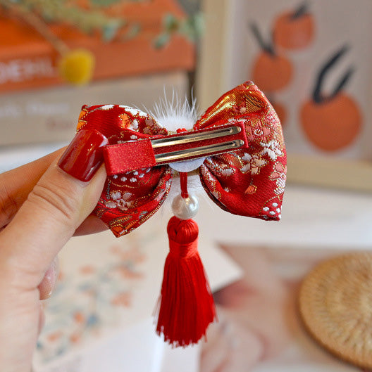 Chinese New Year CNY Baby kids Girl's Head Clips Hair Ties Hair Accessories - quixoticmuses