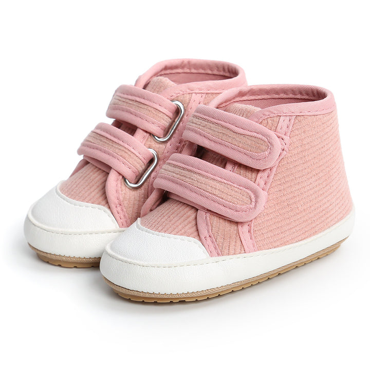 Baby Boy Girl Corduroy Shoes Magic Tape Anti-slip High Sneakers - quixoticmuses