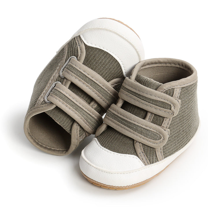 Baby Boy Girl Corduroy Shoes Magic Tape Anti-slip High Sneakers - quixoticmuses