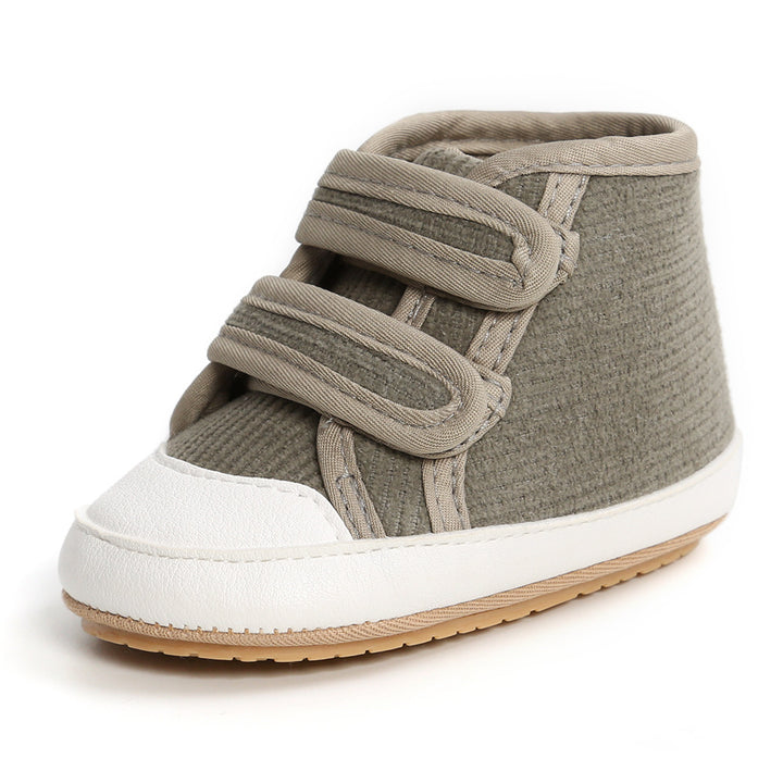 Baby Boy Girl Corduroy Shoes Magic Tape Anti-slip High Sneakers - quixoticmuses