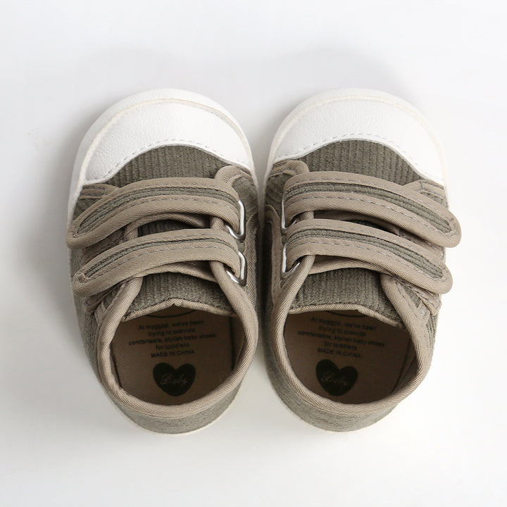 Baby Boy Girl Corduroy Shoes Magic Tape Anti-slip High Sneakers - quixoticmuses