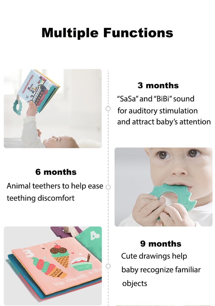 Babycare Baby Cloth Book & Teethers Early Educational Toys BPA Free - quixoticmuses