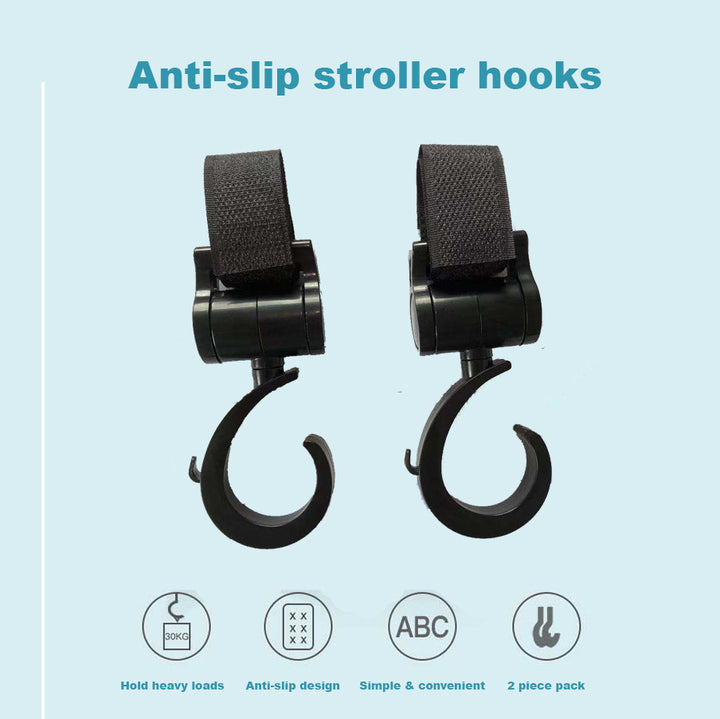 Baby Stroller Hook Clips 360° Rotatable Multi-Functional Mommy Bag Hooks Plastic Infant Stroller Accessories - quixoticmuses