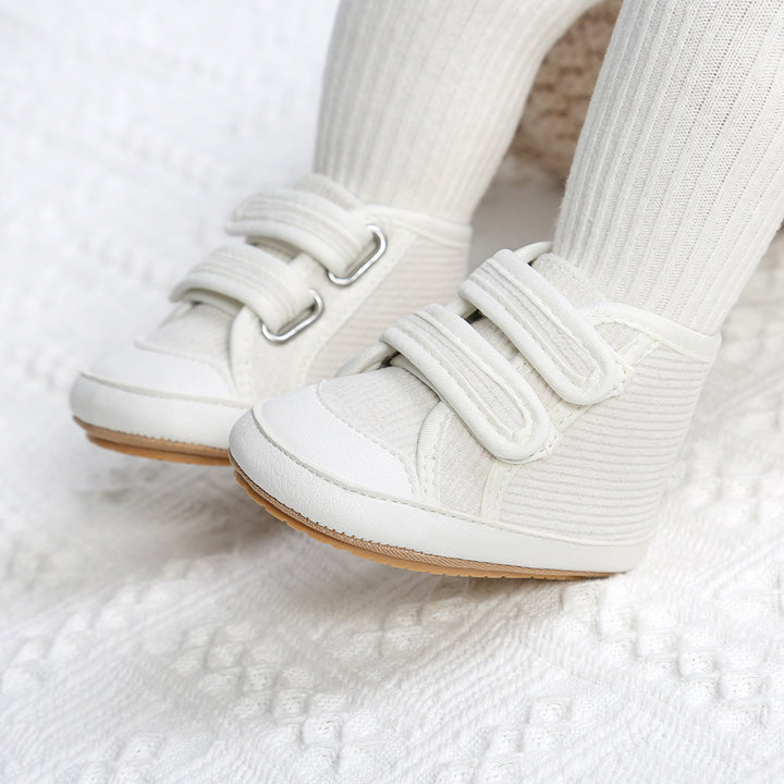 Baby Boy Girl Corduroy Shoes Magic Tape Anti-slip High Sneakers - quixoticmuses