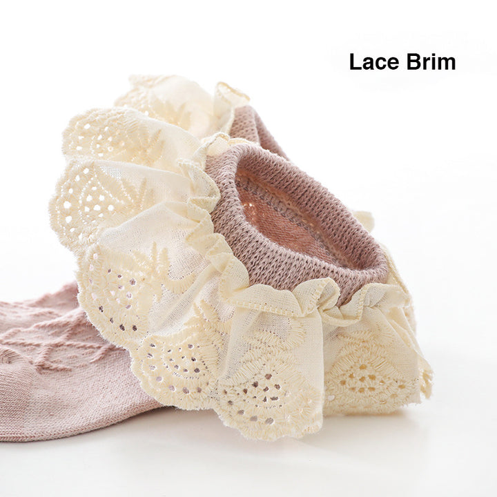 Baby Kids Girl Lace Brim Waffle Ankle Socks - quixoticmuses