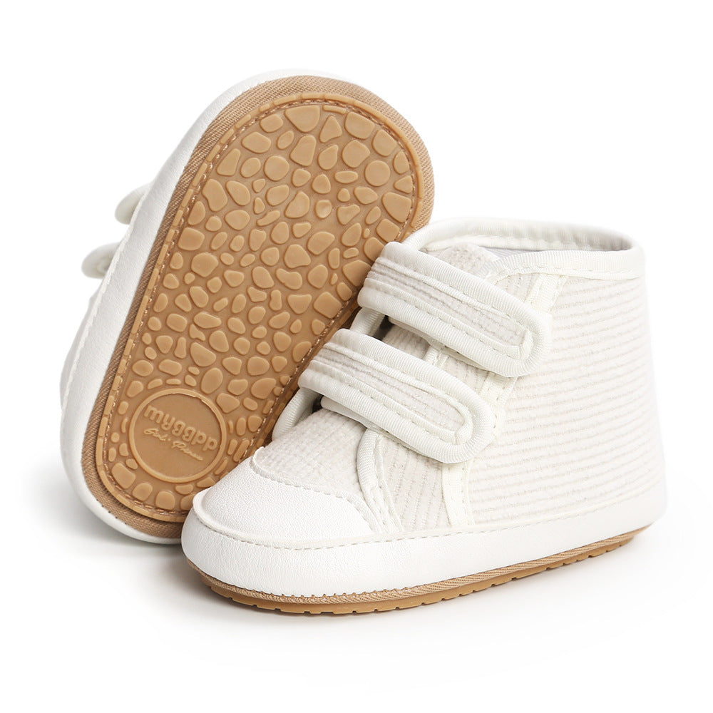 Baby Boy Girl Corduroy Shoes Magic Tape Anti-slip High Sneakers - quixoticmuses