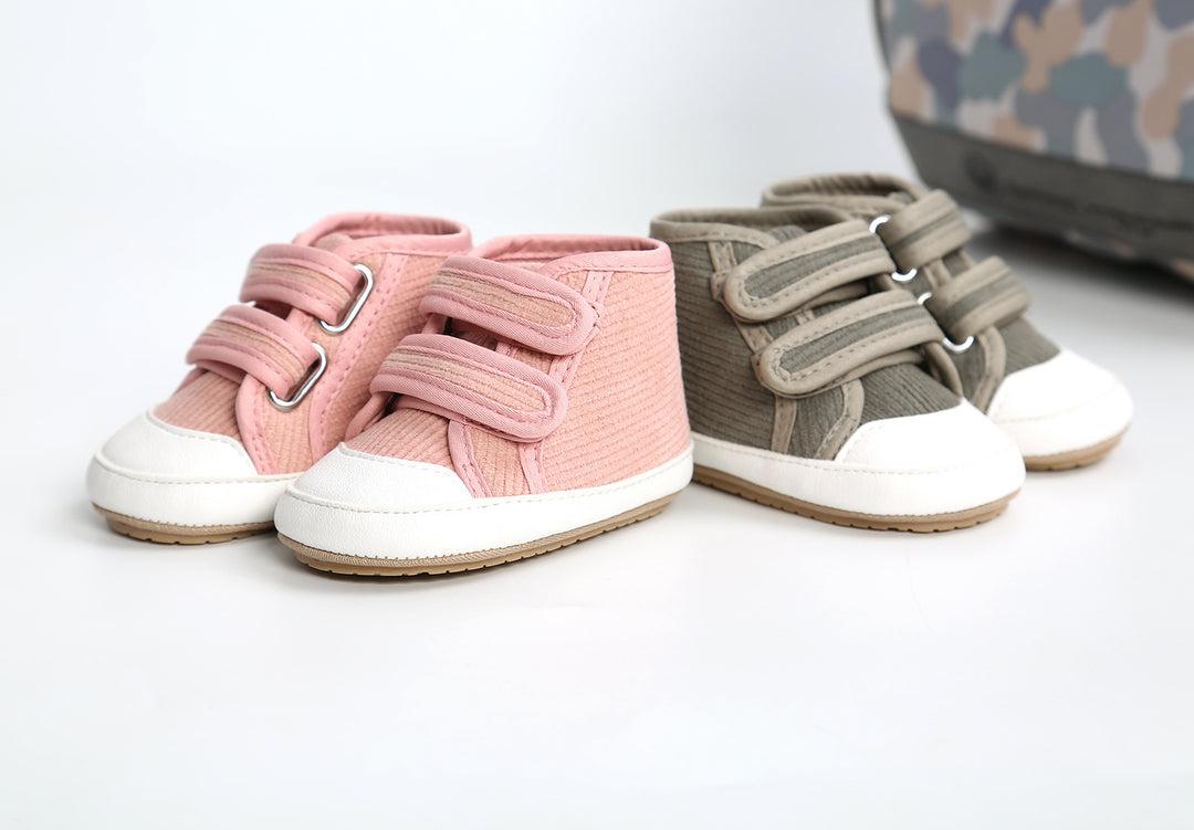 Baby Boy Girl Corduroy Shoes Magic Tape Anti-slip High Sneakers - quixoticmuses