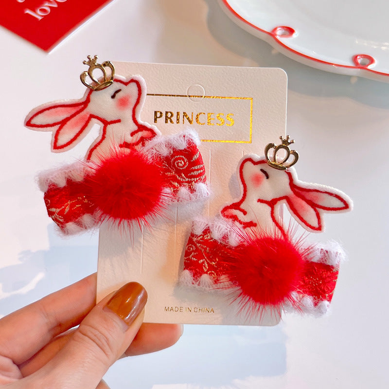 Chinese New Year CNY Baby kids Girl's Head Clips Hair Ties Hair Accessories - quixoticmuses