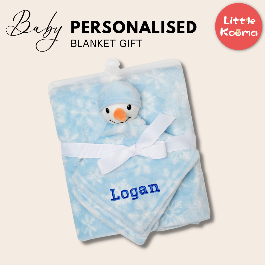 Personalised Customized Hudson Baby Plush Blanket With Snow Man 56527 - quixoticmuses