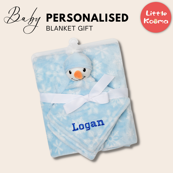 Personalised Customized Hudson Baby Plush Blanket With Snow Man 56527 - quixoticmuses