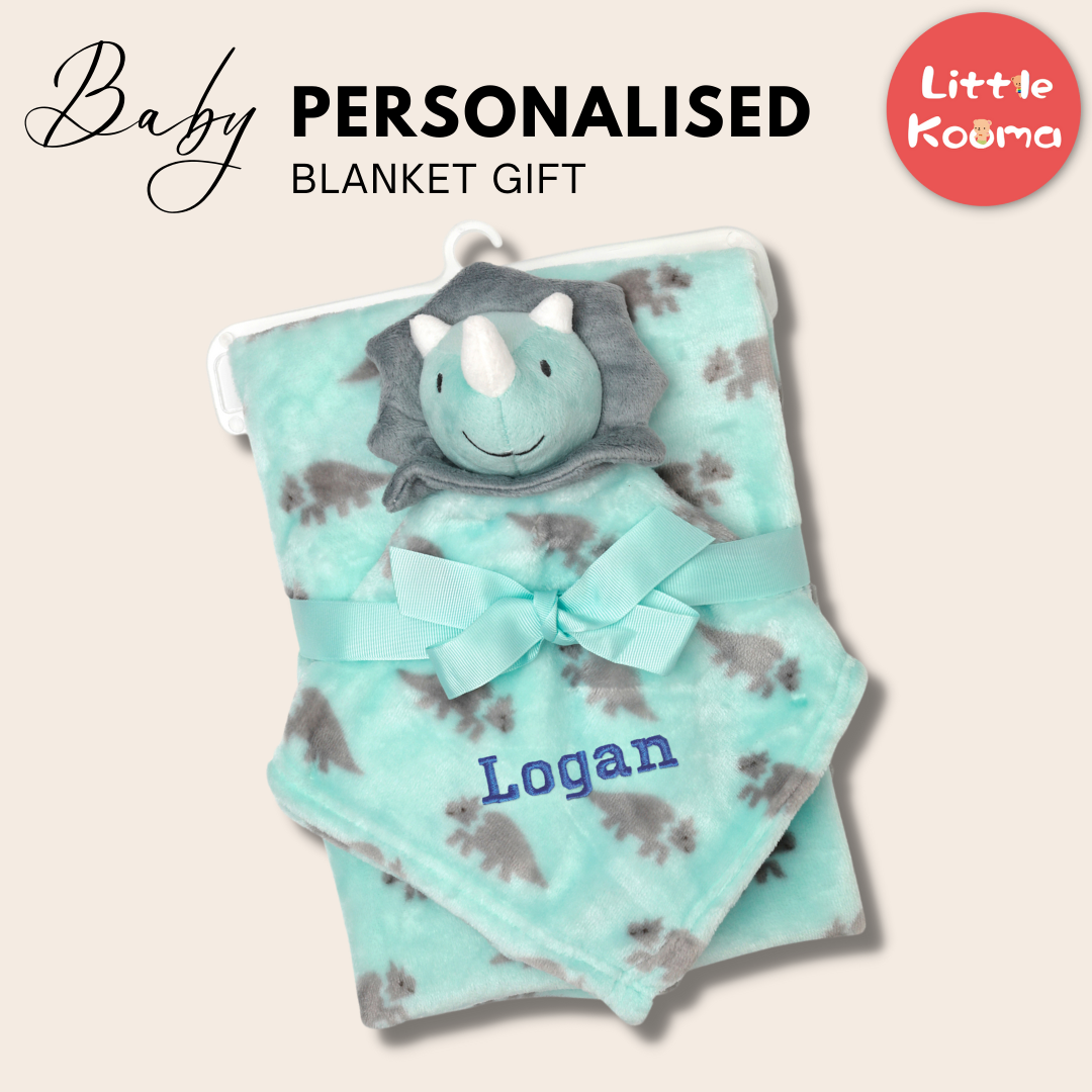 Personalised Customized Luvable Friends Plush Blanket With Triceratops 16517 - quixoticmuses