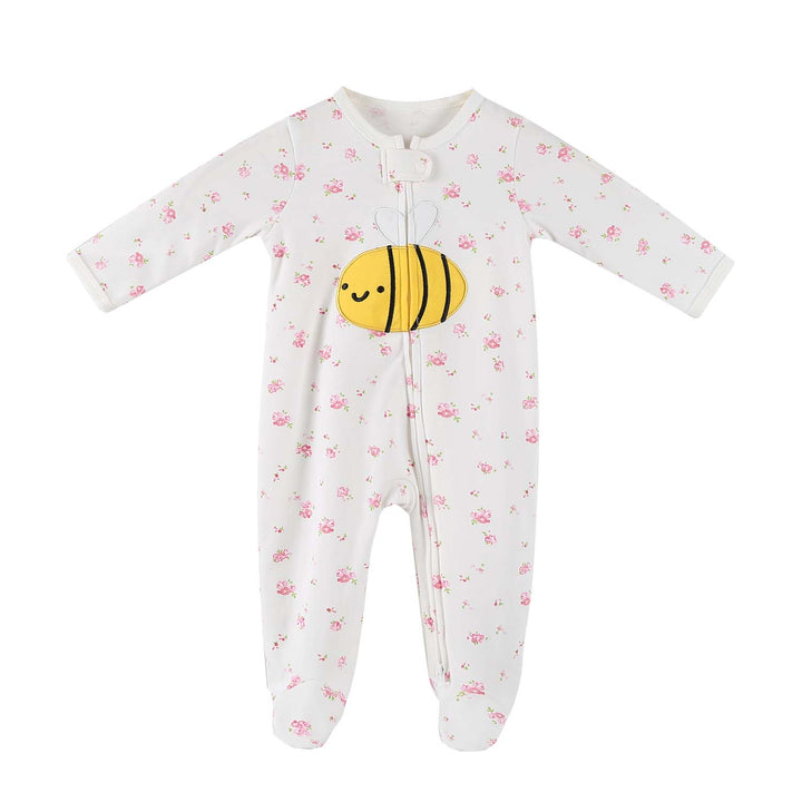 Baby Embroidered Bee Two Way Zip Sleepsuit All In One Jumpsuit - quixoticmuses