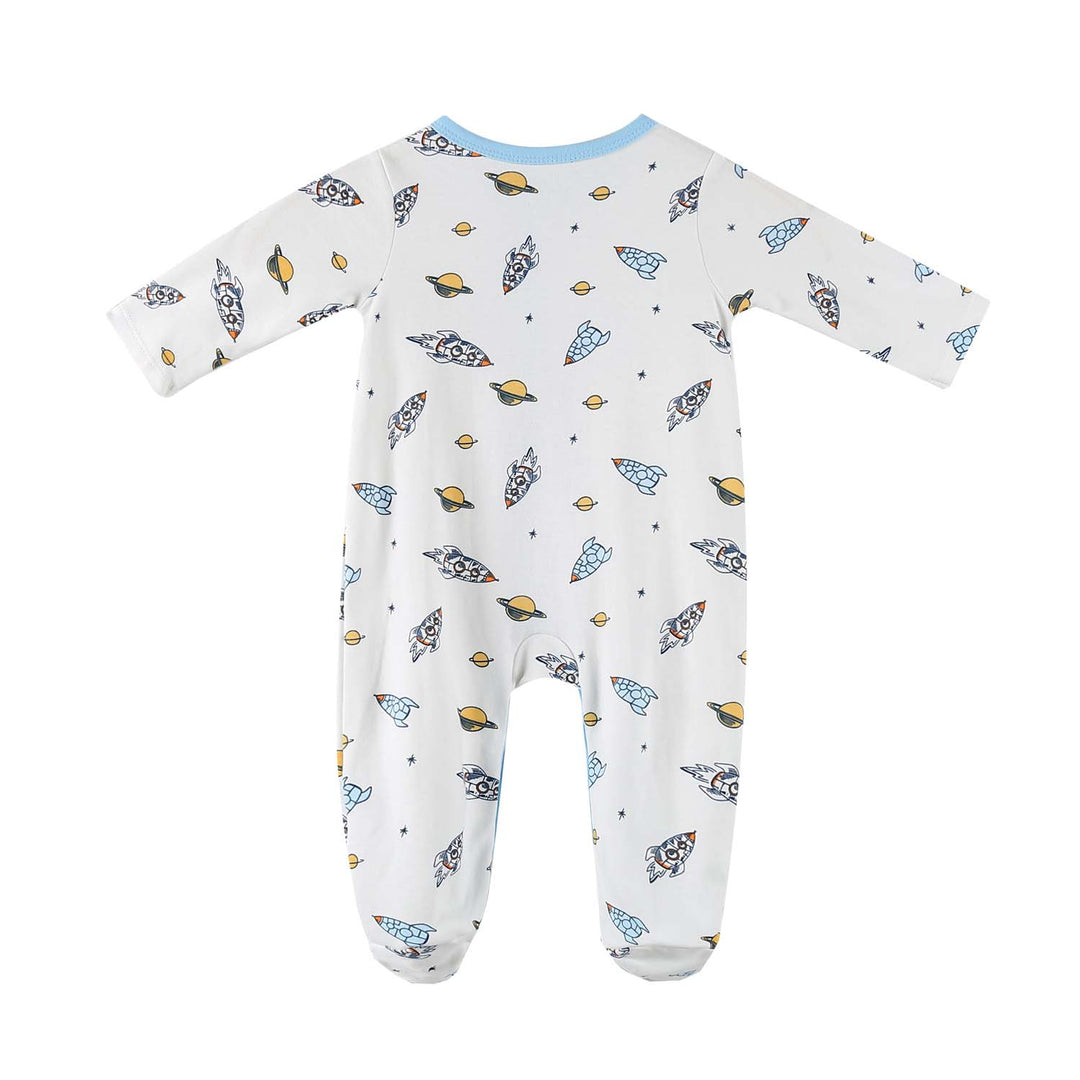 Baby Embroidered Rocket Button Sleepsuit All In One Jumpsuit - quixoticmuses