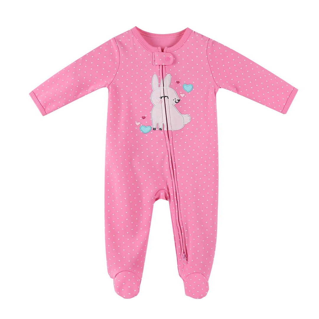 Baby Embroidered Bunny Two Way Zip Sleepsuit All In One Jumpsuit - quixoticmuses