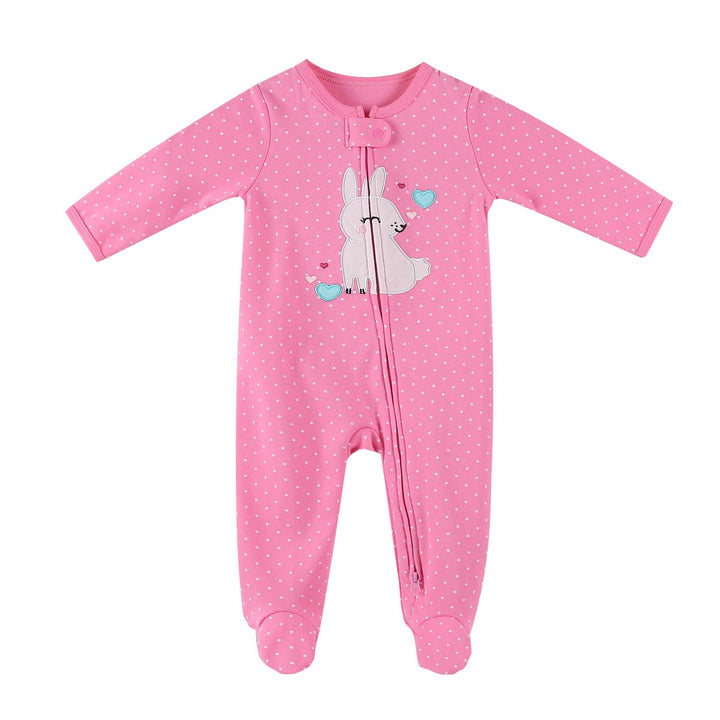 Baby Embroidered Bunny Two Way Zip Sleepsuit All In One Jumpsuit - quixoticmuses