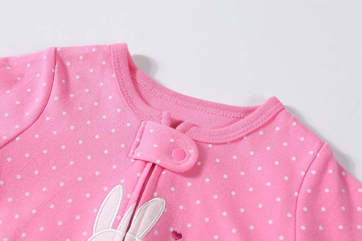 Baby Embroidered Bunny Two Way Zip Sleepsuit All In One Jumpsuit - quixoticmuses