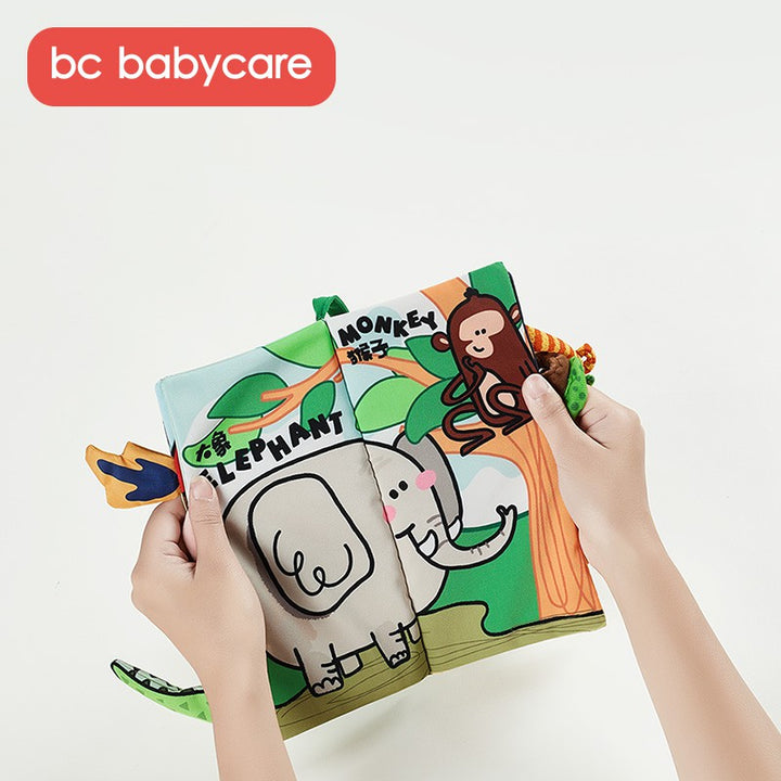 Babycare Funny Animal Tails Book Baby Cloth Book Early Educational Toys BPA Free for Kids - quixoticmuses