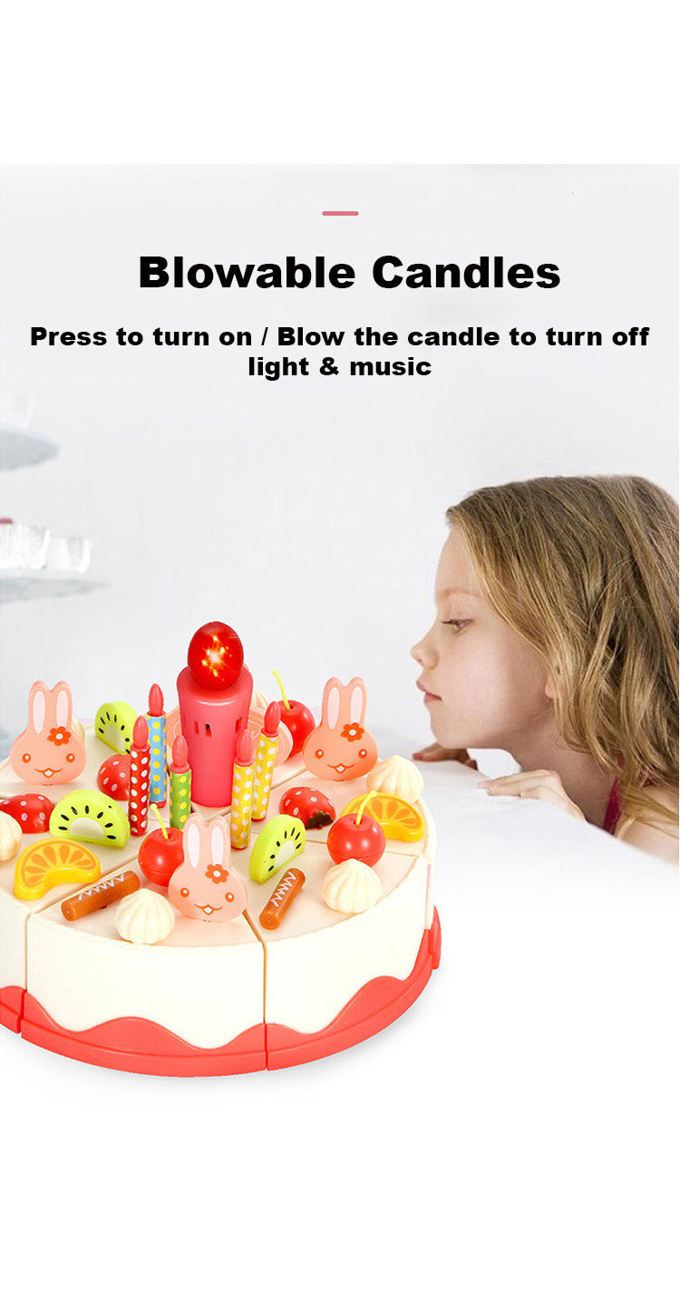 Baby Toddler Kids' Birthday Cake Afternoon Tea Pretend Play Toy Set w Lights & Sound Effects 889-150-82PCS - quixoticmuses