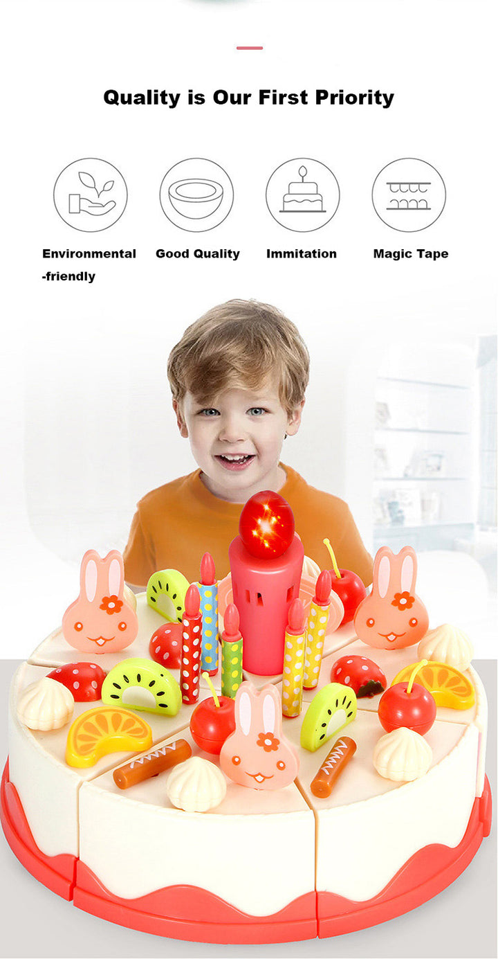 Baby Toddler Kids' Birthday Cake Afternoon Tea Pretend Play Toy Set w Lights & Sound Effects 889-150-82PCS - quixoticmuses