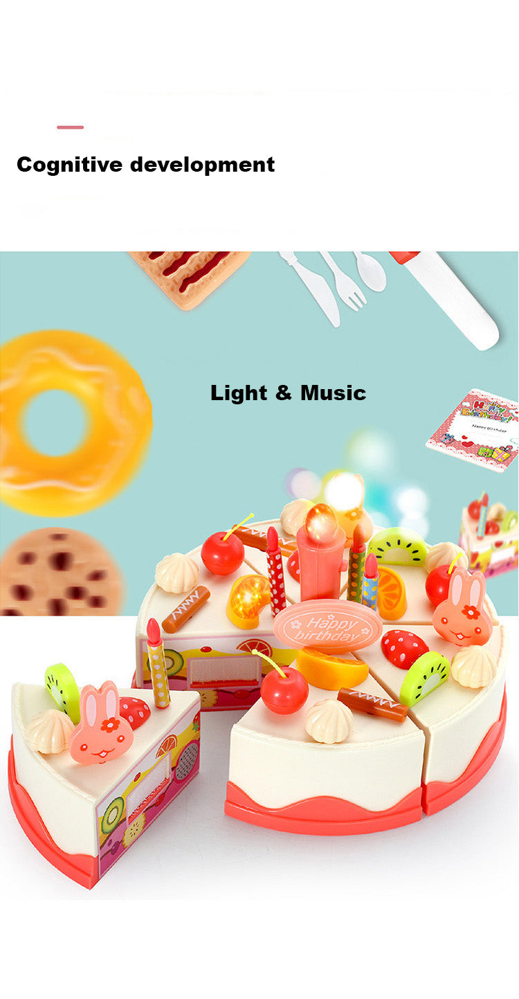 Baby Toddler Kids' Birthday Cake Afternoon Tea Pretend Play Toy Set w Lights & Sound Effects 889-150-82PCS - quixoticmuses