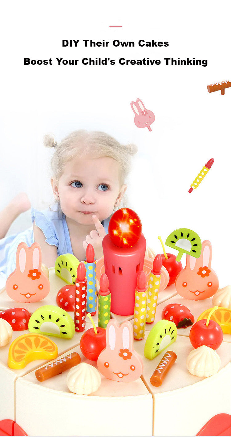 Baby Toddler Kids' Birthday Cake Afternoon Tea Pretend Play Toy Set w Lights & Sound Effects 889-150-82PCS - quixoticmuses