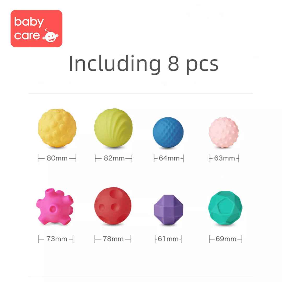 Babycare Hand Ball Blocks Baby Grasp Ball Toys Children Kids Soft Tactile Perception Training  Ball 8pcs - quixoticmuses