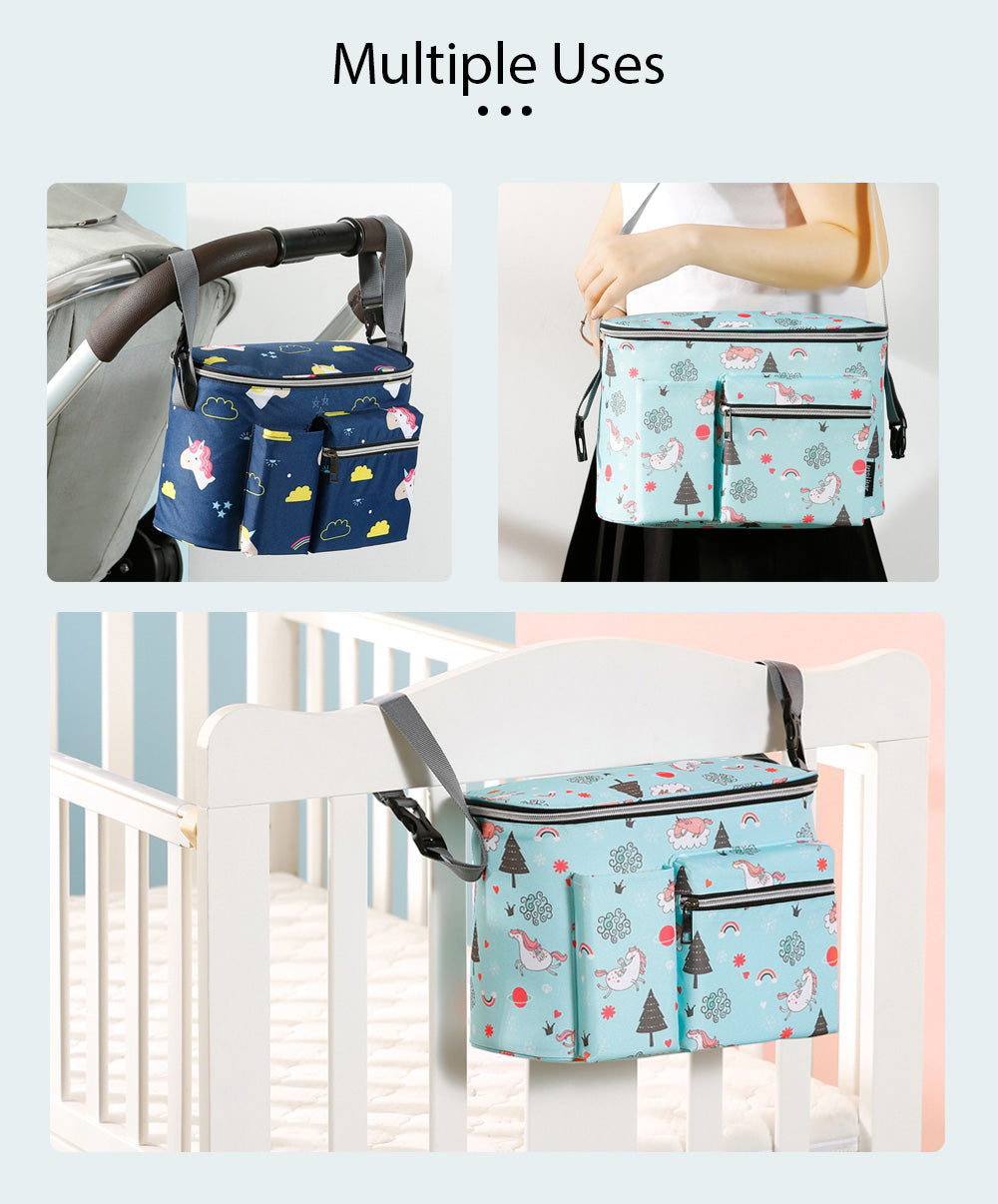 Baby Print Stroller Organizer Bag Pram Hang Pouch - quixoticmuses