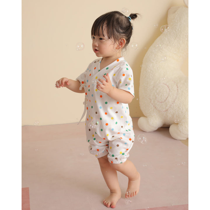 Baby Kimono Romper Colorful Polka Dots - quixoticmuses