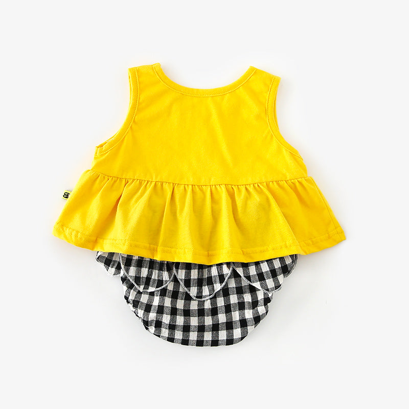 Baby Girl Sleeveless Top n Plaid Knickers Set - 1006 - quixoticmuses