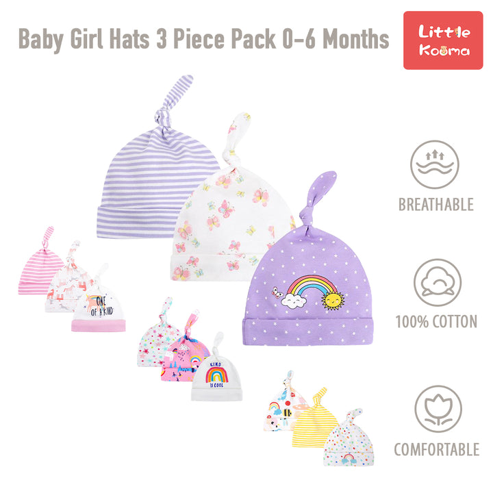 Baby Girl Hats 3 Piece Pack  0-6 Months - 0719 - quixoticmuses