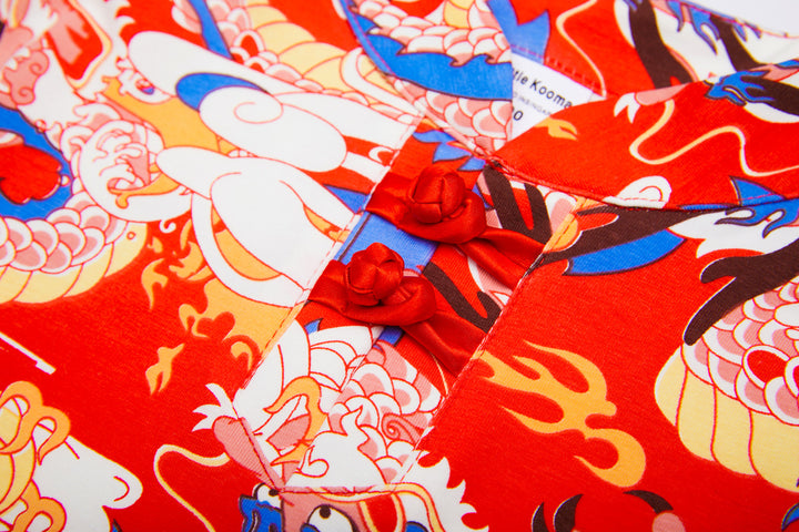 Baby Kids Boys Blue n Red Cheongsam Set Dragon Prints Top n Shorts CNY Chinese New Year Outfit - quixoticmuses