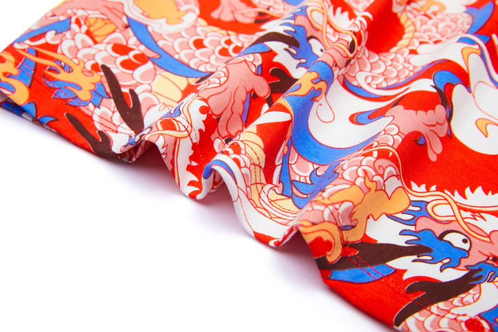 Baby Kids Boys Blue n Red Cheongsam Set Dragon Prints Top n Shorts CNY Chinese New Year Outfit - quixoticmuses