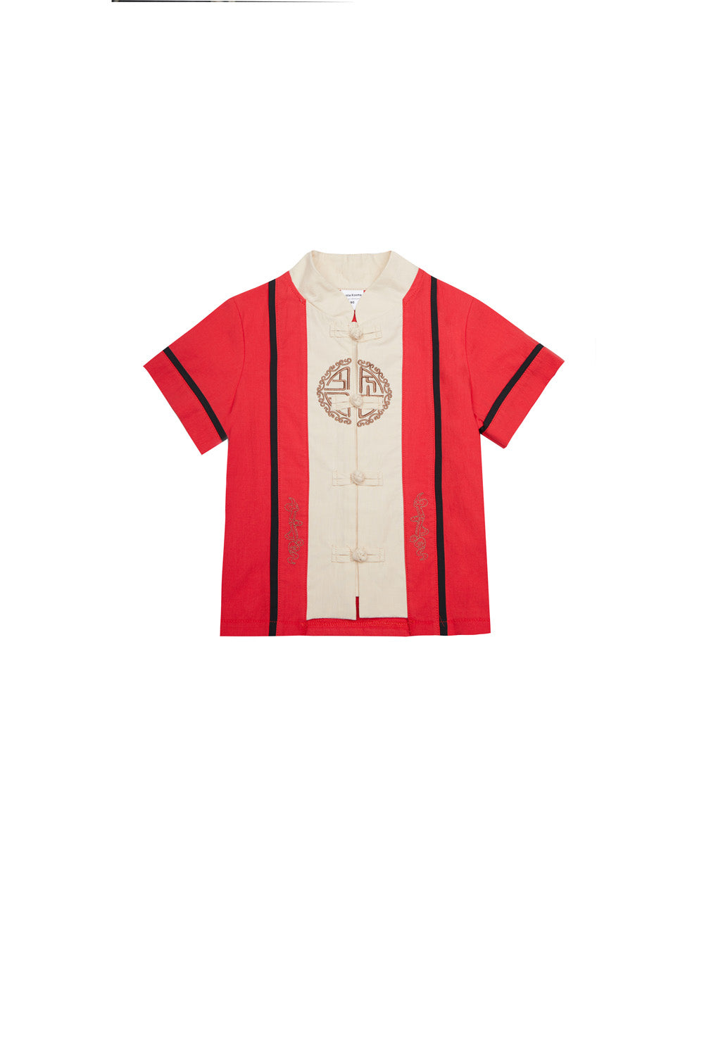 Baby Kids Boys Fake Two Piece Cheongsam Set Red Top n Black Shorts CNY Chinese New Year Outfit - quixoticmuses