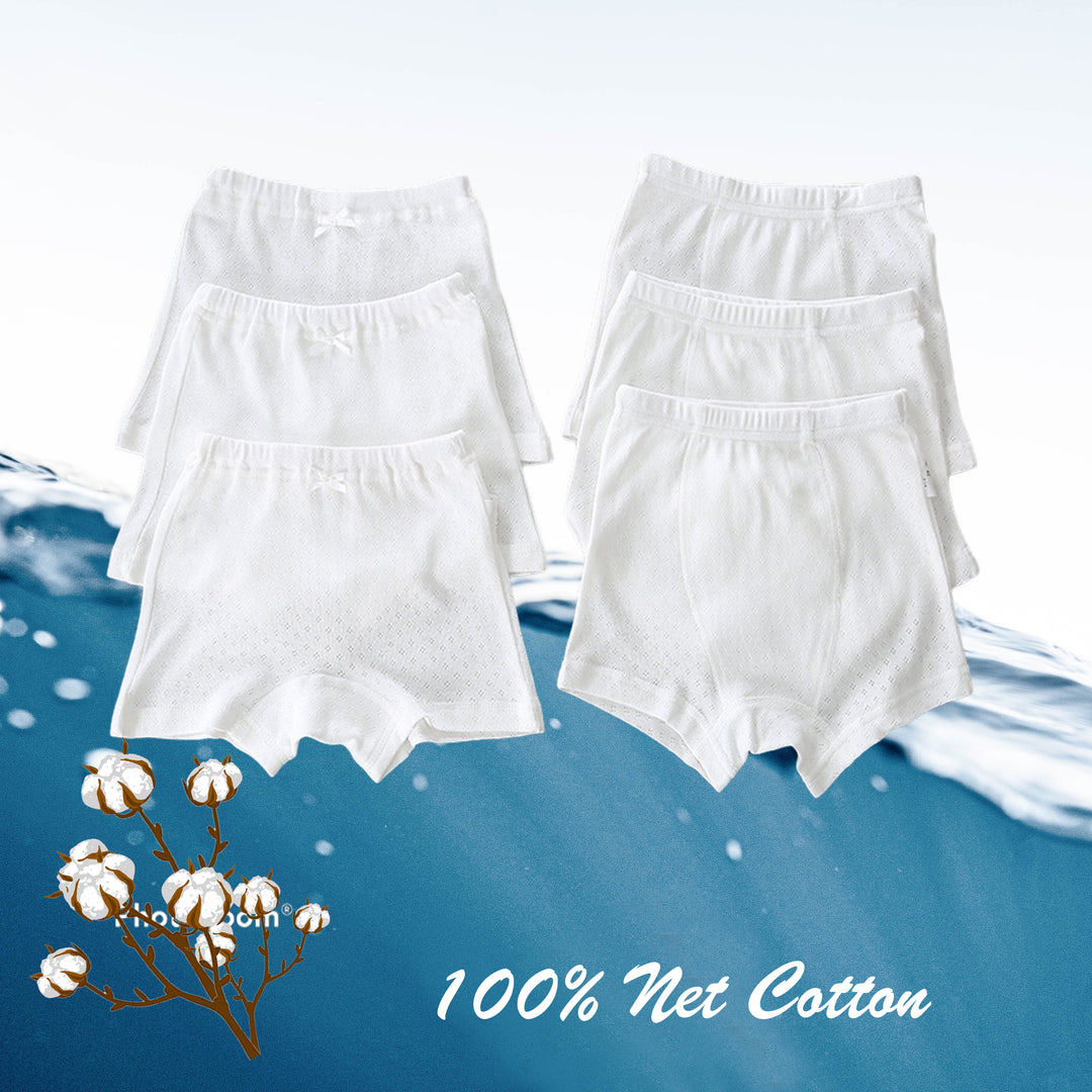 Baby Kid Girls Net Cotton Plain White Trunk Boxer Brief Underwear 2 Pack - quixoticmuses