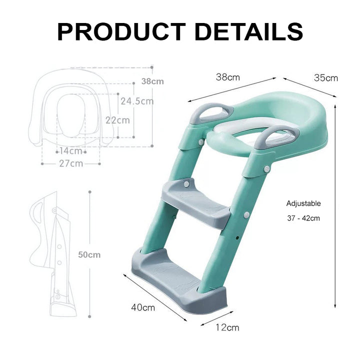 Baby Toddler Kids Boy Girl Standard Potty Training Seat with Ladder Toilet Seat with Step Stools Non-Slip Potty Chair with Splash Guard and Handles - quixoticmuses